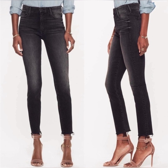 Mother The Looker Ankle Fray Size 27 Night Hawk Black Designer Denim - Picture 1 of 12